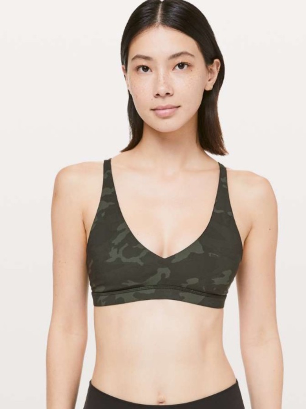 Lululemon Freely Flexed Bra Incognito Camo Multi Gator Green / Black - size 6